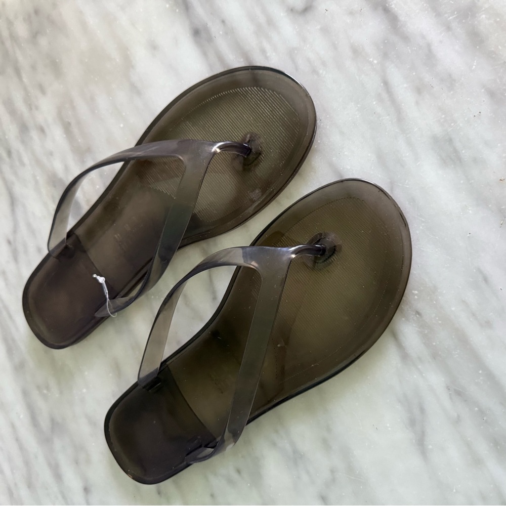 Black Gray Clear Jelly Flip Flops new
